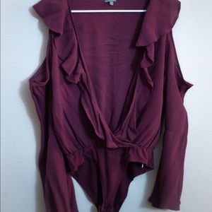 Maroon long sleeve body suit small